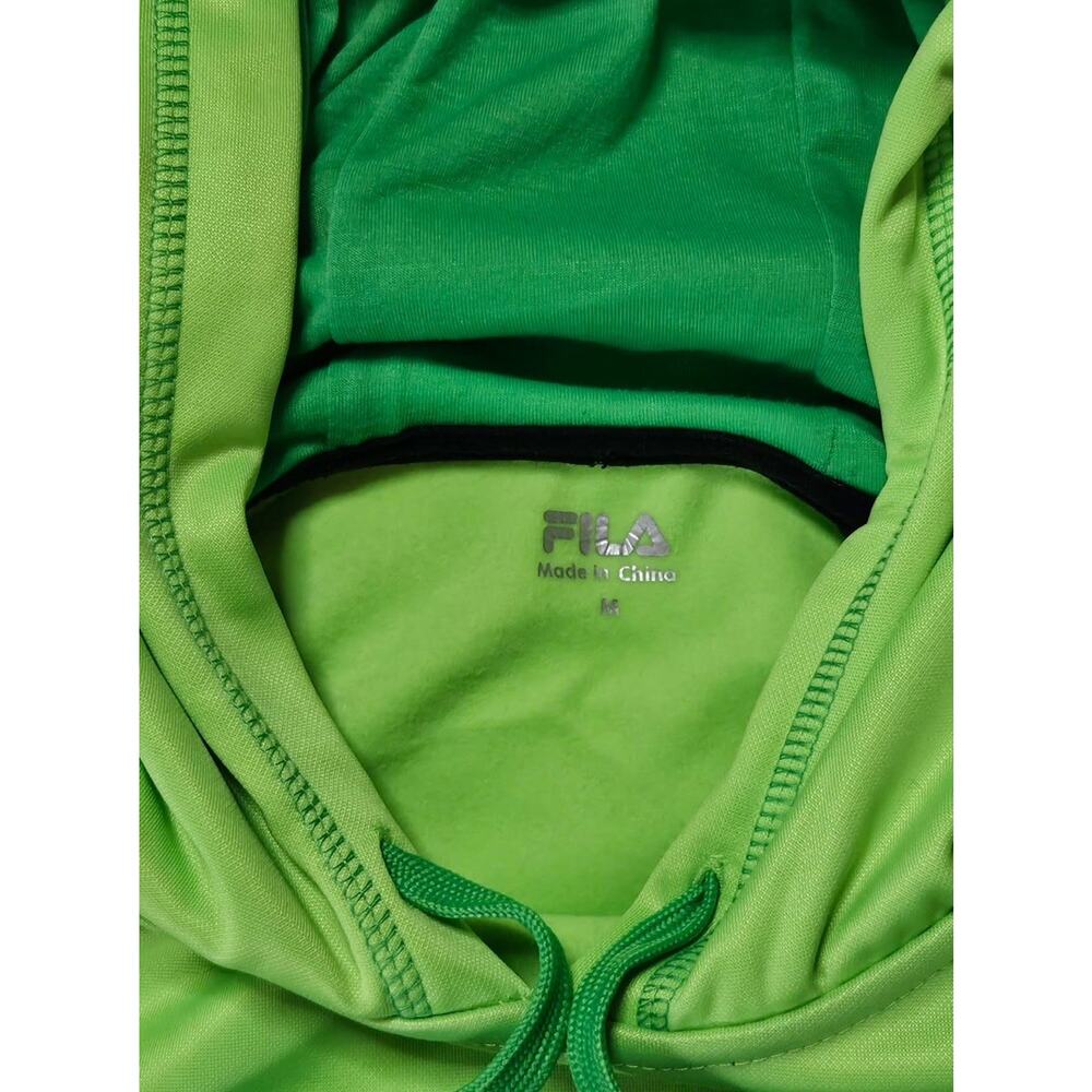 FILA Women’s‎ Hoodie Sweatshirt Neon Green Pullover Logo Size Medium - Picture 4 of 5